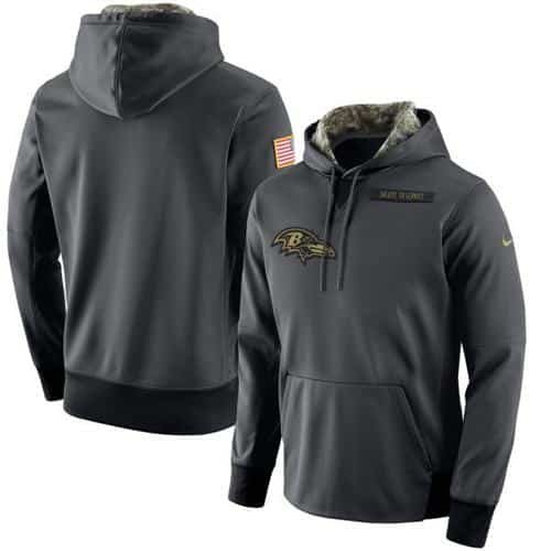 Men's Baltimore Ravens Nike Anthracite Salute to Service Player Performance Hoodie inbean