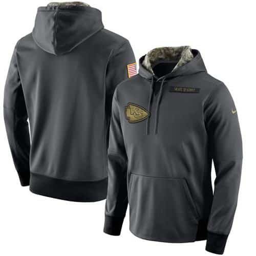 Men's Kansas City Chiefs Nike Anthracite Salute to Service Player Performance Hoodie inbean