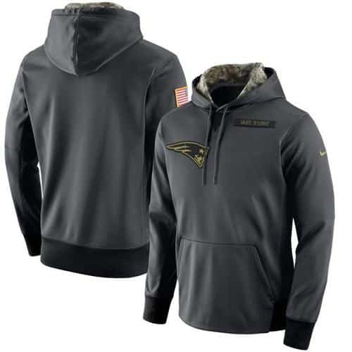 Men's New England Patriots Nike Anthracite Salute to Service Player Performance Hoodie inbean