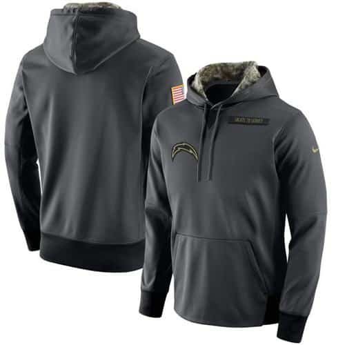 Men's San Diego Chargers Nike Anthracite Salute to Service Player Performance Hoodie inbean