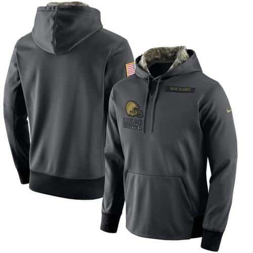 Men's Cleveland Browns Nike Anthracite Salute to Service Player Performance Hoodie inbean