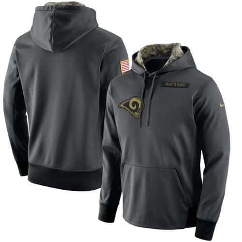 Men's Los Angeles Rams Nike Anthracite Salute to Service Player Performance Hoodie inbean