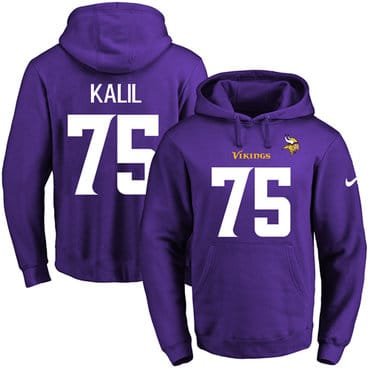 Nike Vikings #75 Matt Kalil Purple Name & Number Pullover NFL Hoodie inbean