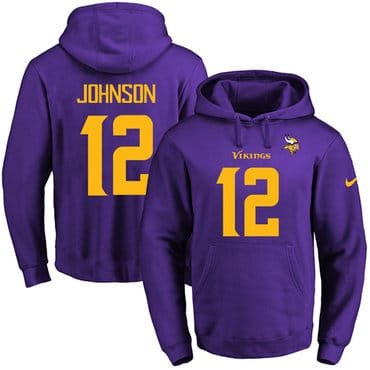 Nike Vikings #12 Charles Johnson Purple(Gold No.) Name & Number Pullover NFL Hoodie inbean