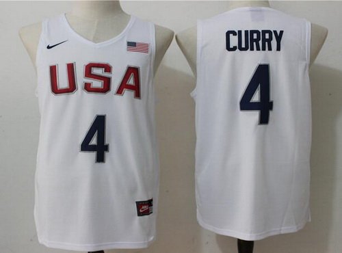 2016 Olympics Team USA Men's #4 Stephen Curry Revolution 30 Swingman White Jersey inbean