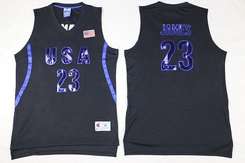 2016 Olympics Team USA Men's #23 LeBron James All Black Soul Swingman Jersey inbean