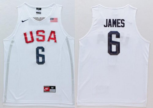 2016 Olympics Team USA Men's #6 LeBron James Revolution 30 Swingman White Jersey inbean