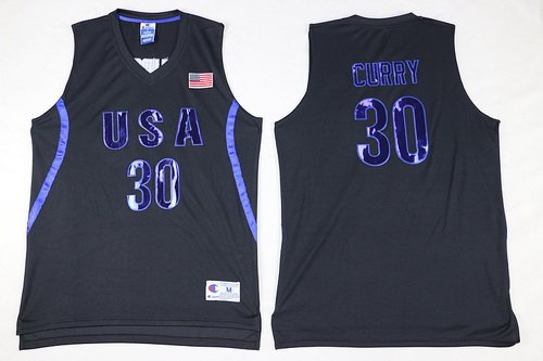 2016 Olympics Team USA Men's #30 Stephen Curry All Black Soul Swingman Jersey inbean