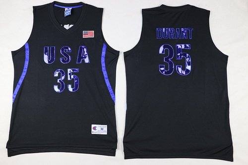 2016 Olympics Team USA Men's #35 Kevin Durant All Black Soul Swingman Jersey inbean