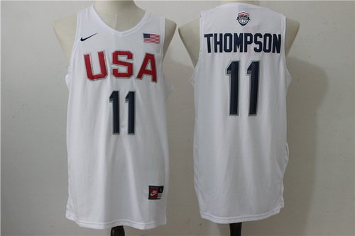 2016 Olympics Team USA Men's #11 Klay Thompson White Revolution 30 Swingman Basketball Jersey inbean