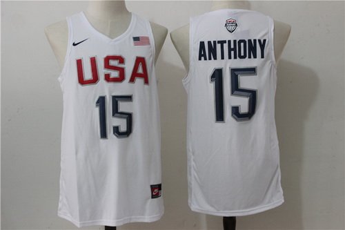 2016 Olympics Team USA Men's #15 Carmelo Anthony White Revolution 30 Swingman Basketball Jersey inbean