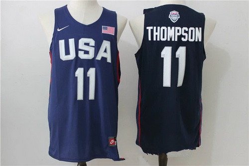 2016 Olympics Team USA Men's #11 Klay Thompson Navy Blue Revolution 30 Swingman Basketball Jersey inbean