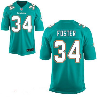 Youth Miami Dolphins #34 Arian Foster Aqua Green Team Color Stitched NFL Nike Game Jersey inbean