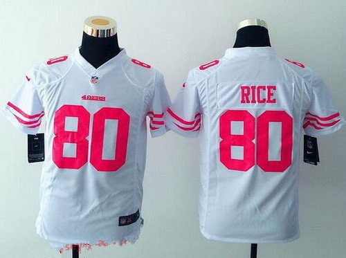 Youth San Francisco 49ers #80 Jerry Rice White Retired Player NFL Nike Game Jersey inbean