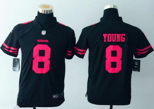 Youth San Francisco 49ers #8 Steve Young Black Retired Player 2015 NFL Nike Game Jersey inbean