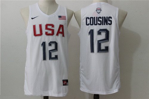 2016 Olympics Team USA Men's #12 DeMarcus Cousins White Stitched NBA Nike Swingman Jersey inbean