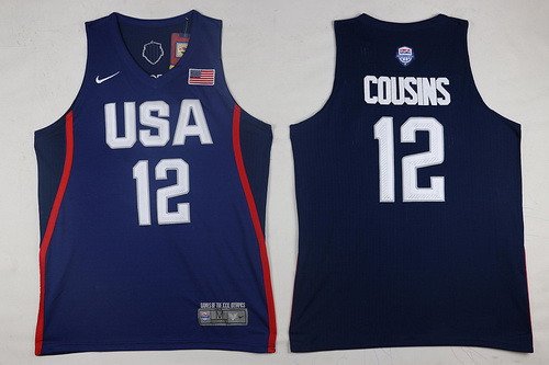 2016 Olympics Team USA Men's #12 DeMarcus Cousins Navy Blue Stitched NBA Nike Swingman Jersey inbean