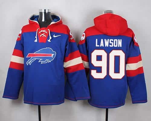 Nike Bills #90 Shaq Lawson Royal Blue Player Pullover NFL Hoodie inbean