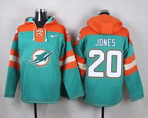 Nike Dolphins #20 Reshad Jones Aqua Green Player Pullover NFL Hoodie inbean