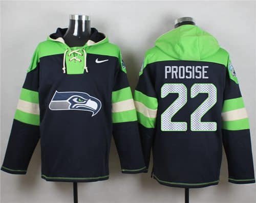 Nike Seahawks #22 C. J. Prosise Navy Blue Player Pullover NFL Hoodie inbean