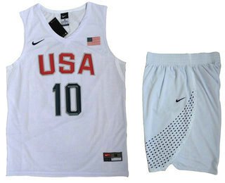 2016 Olympics Team USA Men's #10 Kyrie Irving Revolution 30 Swingman White Jersey Shorts inbean