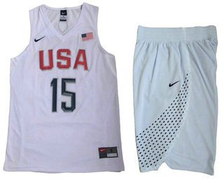 2016 Olympics Team USA Men's #15 Carmelo Anthony White Revolution 30 Swingman Basketball Jersey With Shorts inbean