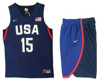 2016 Olympics Team USA Men's #15 Carmelo Anthony Navy Blue Revolution 30 Swingman Basketball Jersey With Shorts inbean