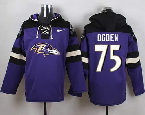 Nike Ravens #75 Jonathan Ogden Purple Player Pullover NFL Hoodie inbean