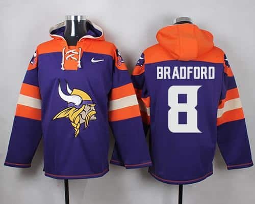 Nike Vikings #8 Sam Bradford Purple Player Pullover NFL Hoodie inbean