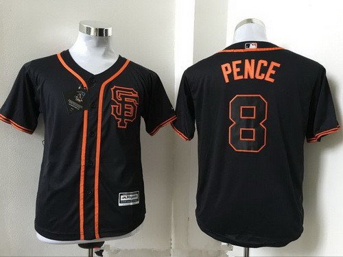 Youth San Francisco Giants #8 Hunter Pence Black SF Stitched MLB Majestic Cool Base Jersey inbean