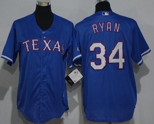 Youth Texas Rangers #34 Nolan Ryan Retired Royal Blue Stitched MLB Majestic Cool Base Jersey inbean