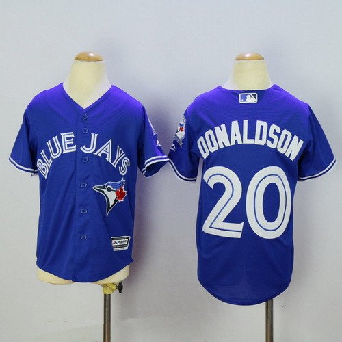 Youth Toronto Blue Jays #20 Josh Donaldson Blue 40th Anniversary Patch Stitched MLB Majestic Cool Base Jersey inbean