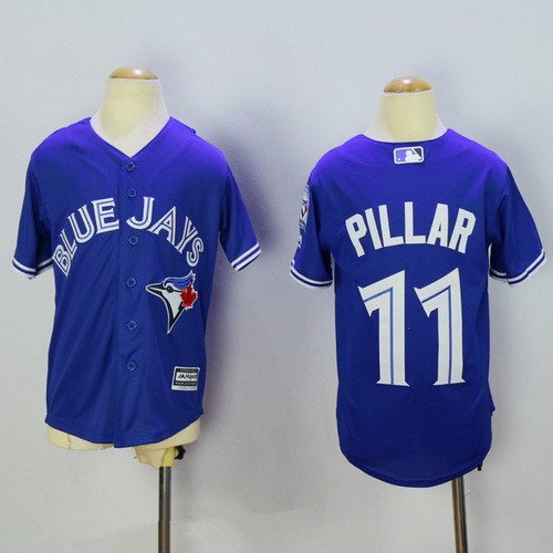 Youth Toronto Blue Jays #11 Kevin Pillar Blue 40th Anniversary Patch Stitched MLB Majestic Cool Base Jersey inbean