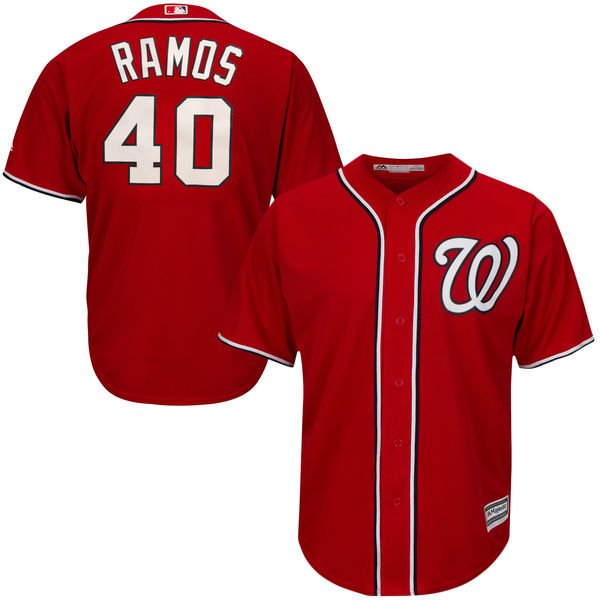 Youth Washington Nationals #40 Wilson Ramos Majestic Red Alternate Cool Base Player Jersey inbean