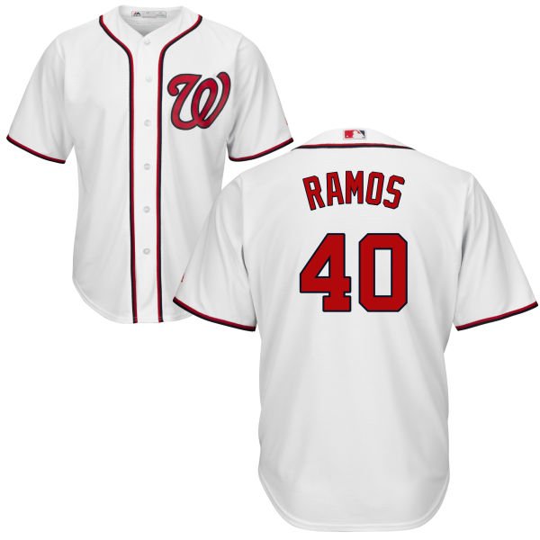 Youth Washington Nationals #40 Wilson Ramos Majestic White Cool Base Player Jersey inbean