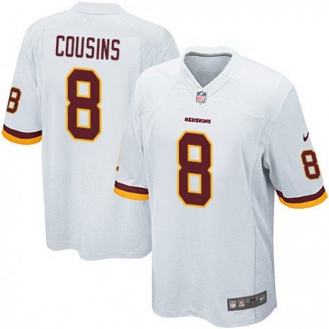 Youth Washington Redskins #8 Kirk Cousins White Road Stitched NFL Nike Game Jersey inbean