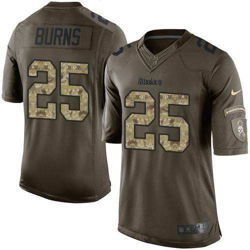 Youth Nike Steelers #25 Artie Burns Green Stitched NFL Limited Salute to Service Jersey inbean