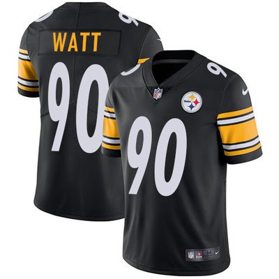 Youth Nike Steelers #90 T. J. Watt Black Team Color Stitched NFL Vapor Untouchable Limited Jersey inbean