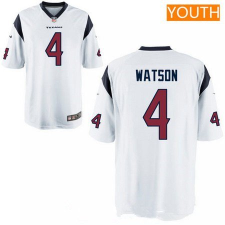 Youth 2017 NFL Draft Houston Texans #4 Deshaun Watson White Road Stitched NFL Nike Game Jersey inbean