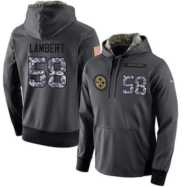 NFL Men's Nike Pittsburgh Steelers #58 Jack Lambert Stitched Black Anthracite Salute to Service Player Performance Hoodie inbean