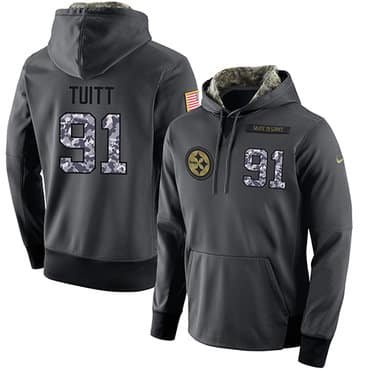 NFL Men's Nike Pittsburgh Steelers #91 Stephon Tuitt Stitched Black Anthracite Salute to Service Player Performance Hoodie inbean