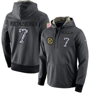 NFL Men's Nike Pittsburgh Steelers #7 Ben Roethlisberger Stitched Black Anthracite Salute to Service Player Performance Hoodie inbean