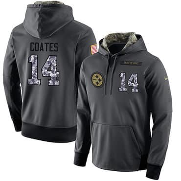 NFL Men's Nike Pittsburgh Steelers #14 Sammie Coates Stitched Black Anthracite Salute to Service Player Performance Hoodie inbean