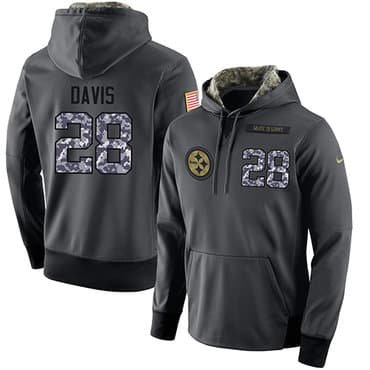 NFL Men's Nike Pittsburgh Steelers #28 Sean Davis Stitched Black Anthracite Salute to Service Player Performance Hoodie inbean