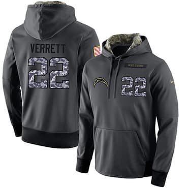 NFL Men's Nike San Diego Chargers #22 Jason Verrett Stitched Black Anthracite Salute to Service Player Performance Hoodie inbean