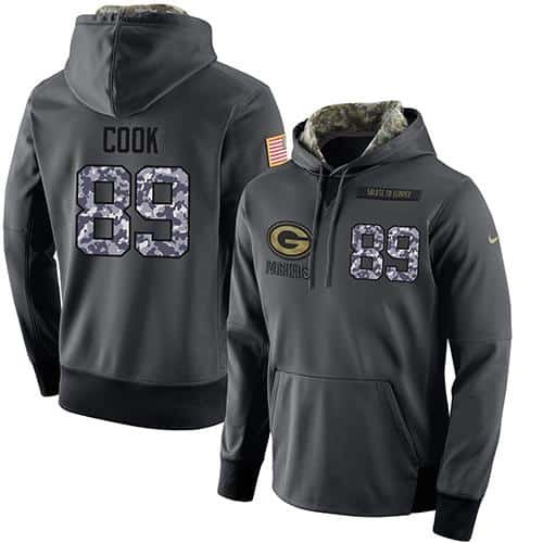 NFL Men's Nike Green Bay Packers #89 Jared Cook Stitched Black Anthracite Salute to Service Player Performance Hoodie inbean