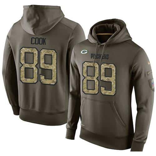 NFL Men's Nike Green Bay Packers #89 Jared Cook Stitched Green Olive Salute To Service KO Performance Hoodie inbean