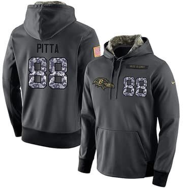 NFL Men's Nike Baltimore Ravens #88 Dennis Pitta Stitched Black Anthracite Salute to Service Player Performance Hoodie inbean