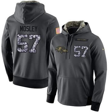 NFL Men's Nike Baltimore Ravens #57 C.J. Mosley Stitched Black Anthracite Salute to Service Player Performance Hoodie inbean