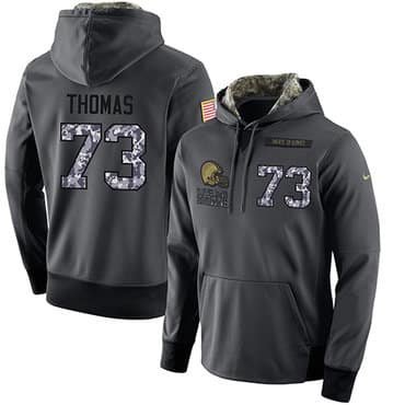 NFL Men's Nike Cleveland Browns #73 Joe Thomas Stitched Black Anthracite Salute to Service Player Performance Hoodie inbean